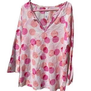 Love U Lots bathing suit cover up long sleeve pink dots 12/14